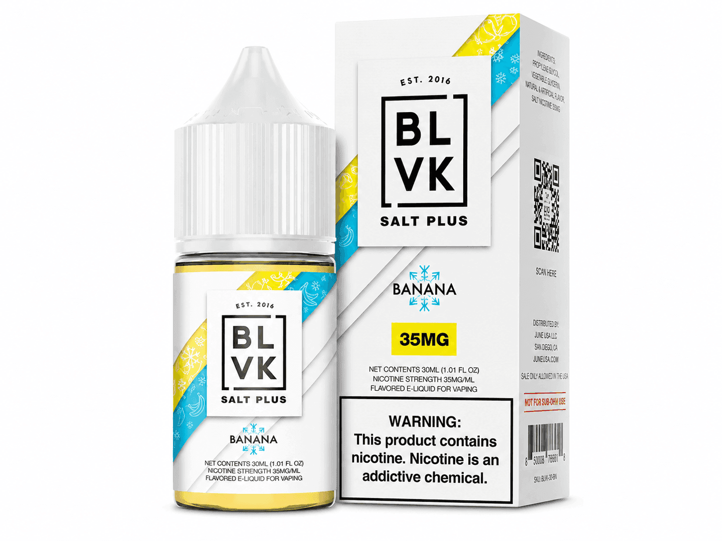 NicSalt - BLVK Salt Plus - Banana Ice (30ml) Teor de Nicotina:35mg