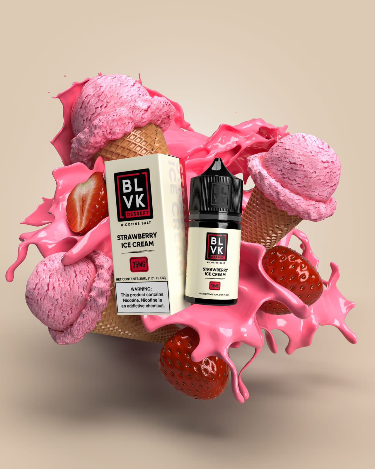 NicSalt - BLVK Salt Remix - Strawberry Ice Cream (30ml)